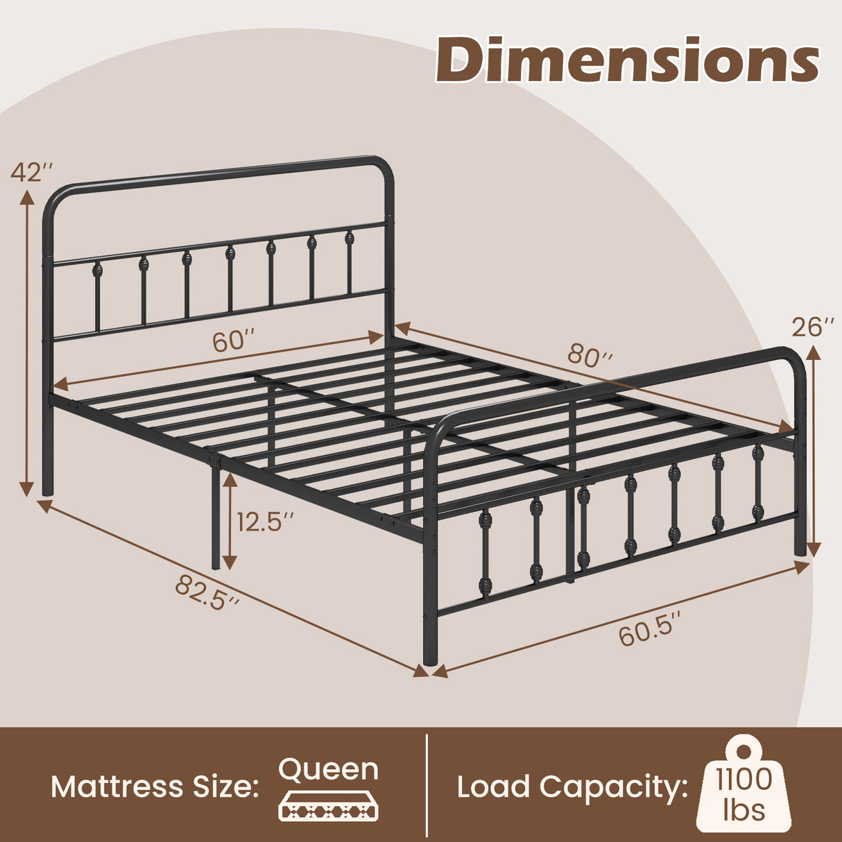 Bed Frame with Headboard and Under Bed Storage Black