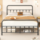 Bed Frame with Headboard and Under Bed Storage Black