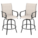 2 Pieces Patio 360 Rotation Swivel Bar Stool Set