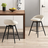 Upholstered Bar Stools Set of 2 with Footrest and Backrest