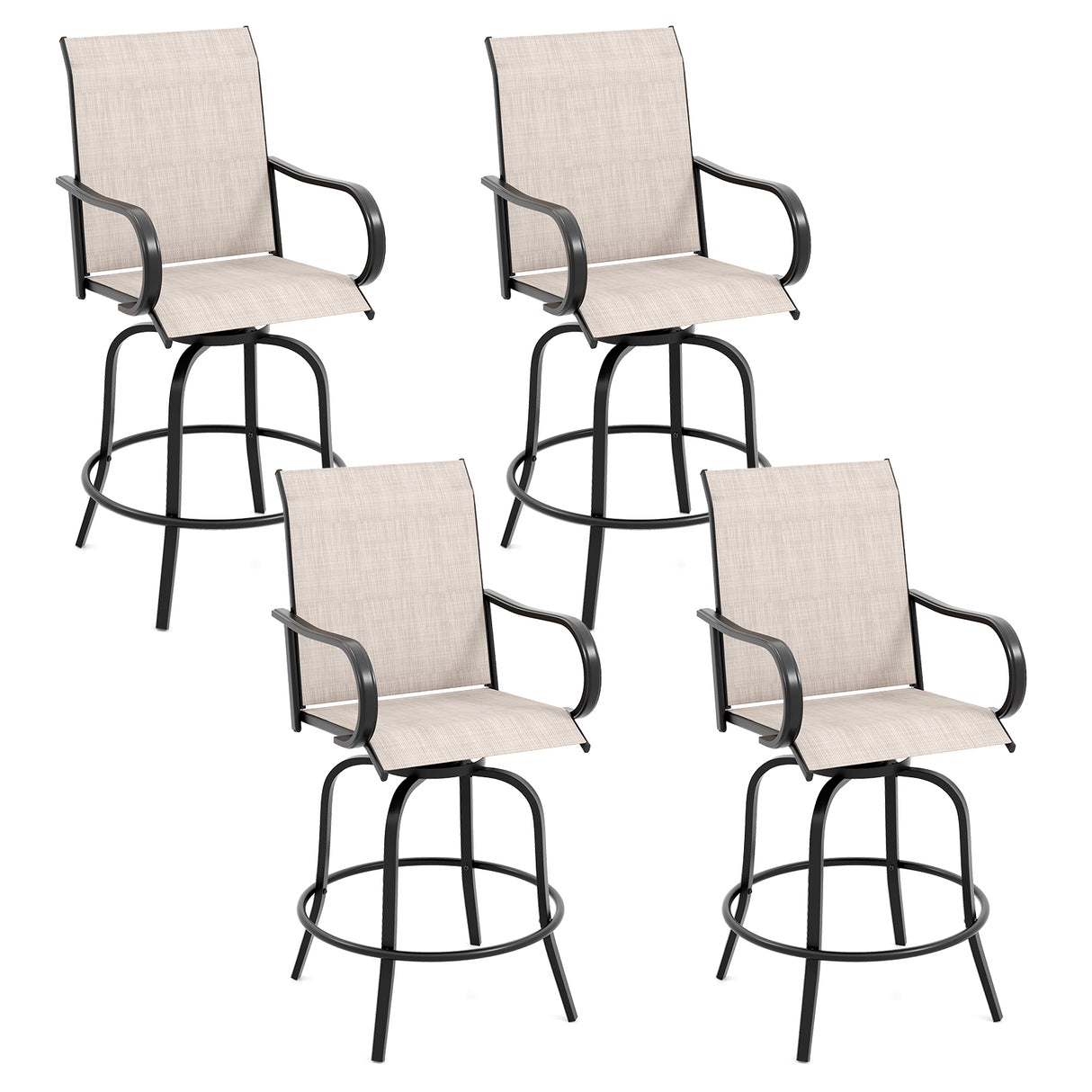 2 Pieces Patio 360 Rotation Swivel Bar Stool Set