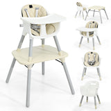 4-in-1 Baby Convertible Toddler Table Chair Set with PU Cushion