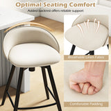 Upholstered Bar Stools Set of 2 with Footrest and Backrest