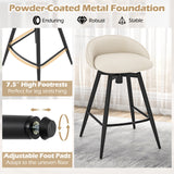 Upholstered Bar Stools Set of 2 with Footrest and Backrest