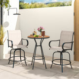2 Pieces Patio 360 Rotation Swivel Bar Stool Set
