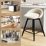 Upholstered Bar Stools Set of 2 with Footrest and Backrest