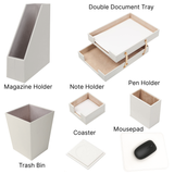 MOOG Leather Desk Set – 7-Piece Organizer-Gray