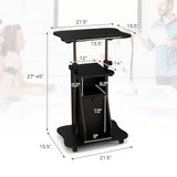 Adjustable Mobile Standing Desk Cart with Tilt Desktop and Cabinet