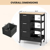 Rolling Kitchen Island Utility Storage Cart with 3 Large Drawers