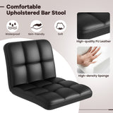 Set of 2 Square Swivel Adjustable PU Leather Bar Stools with Back and Footrest