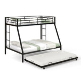Twin Over Full Bunk Bed Frame with Trundle for Guest Room