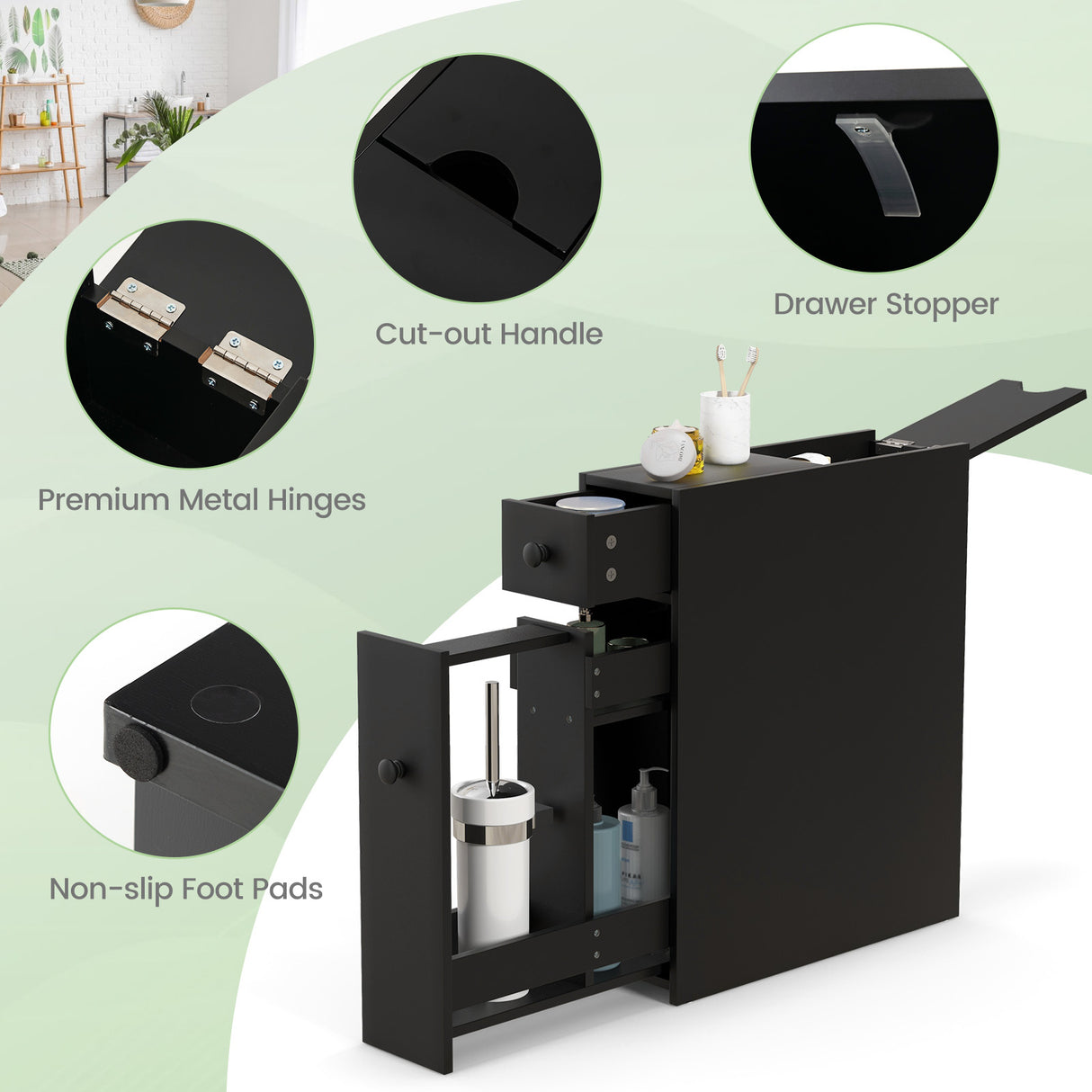White Bathroom Cabinet Space Saver Storage Organizer