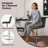Set of 2 Square Swivel Adjustable PU Leather Bar Stools with Back and Footrest