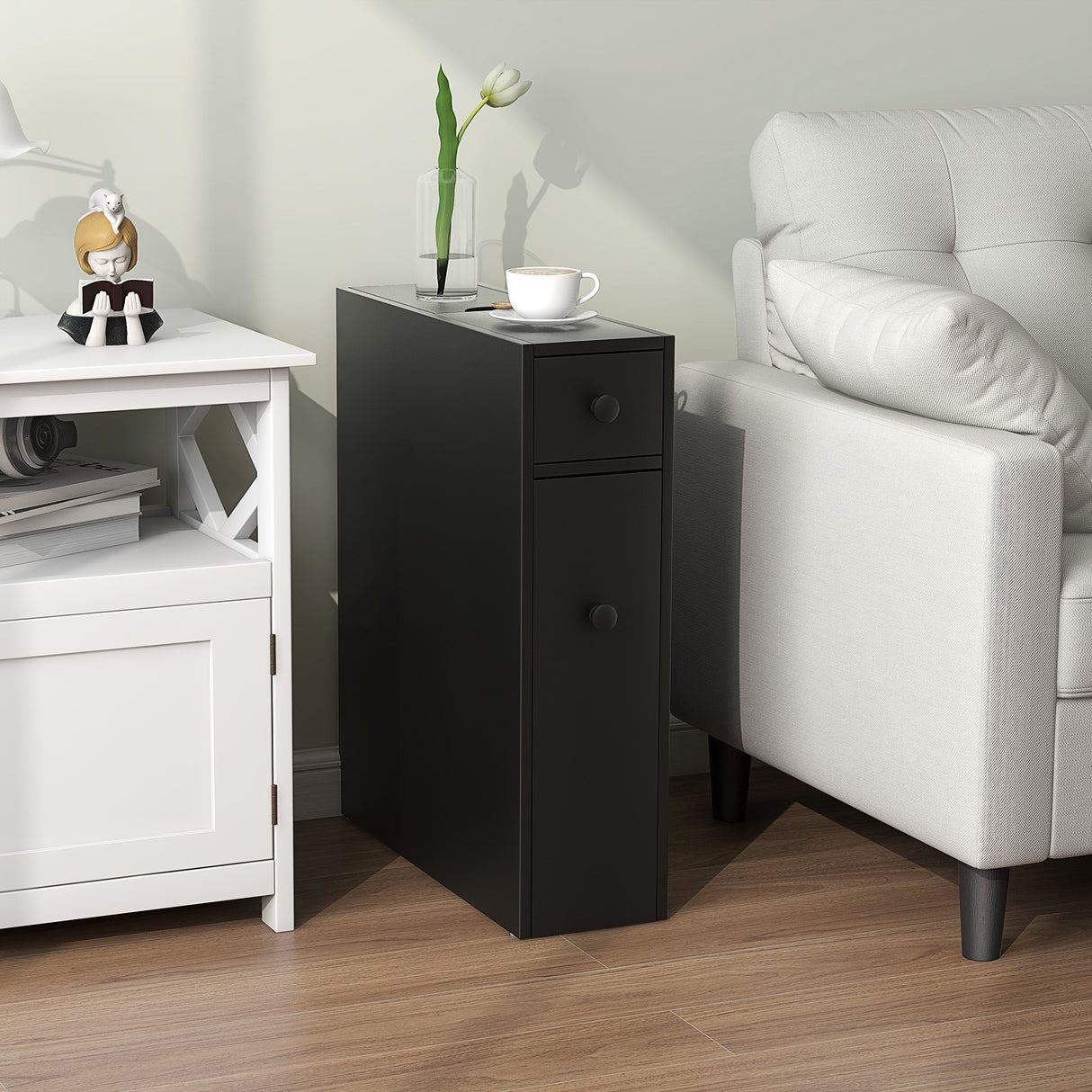 White Bathroom Cabinet Space Saver Storage Organizer