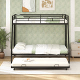 Twin Over Full Bunk Bed Frame with Trundle for Guest Room