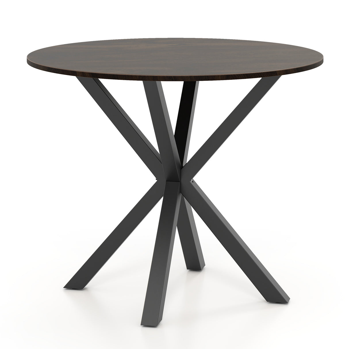 36 Inch Wood Dining Table with Intersecting Pedestal Base for 2-4 People