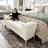 56 Inch Modern Boucle Accent Bench with Round Pillows
