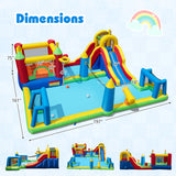 Inflatable Water Slide Bounce House 9-in-1 Jumping Castle with Climbing Wall