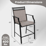 Outdoor Counter Stools Set of 2 Heavy-Duty Barstools with Footrest and Armrests