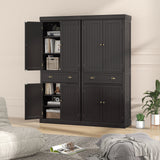 Cupboard Freestanding Kitchen Cabinet w/ Adjustable Shelves