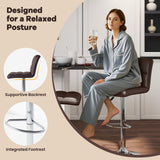 Set of 2 Square Swivel Adjustable PU Leather Bar Stools with Back and Footrest