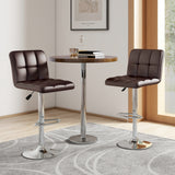 Set of 2 Square Swivel Adjustable PU Leather Bar Stools with Back and Footrest