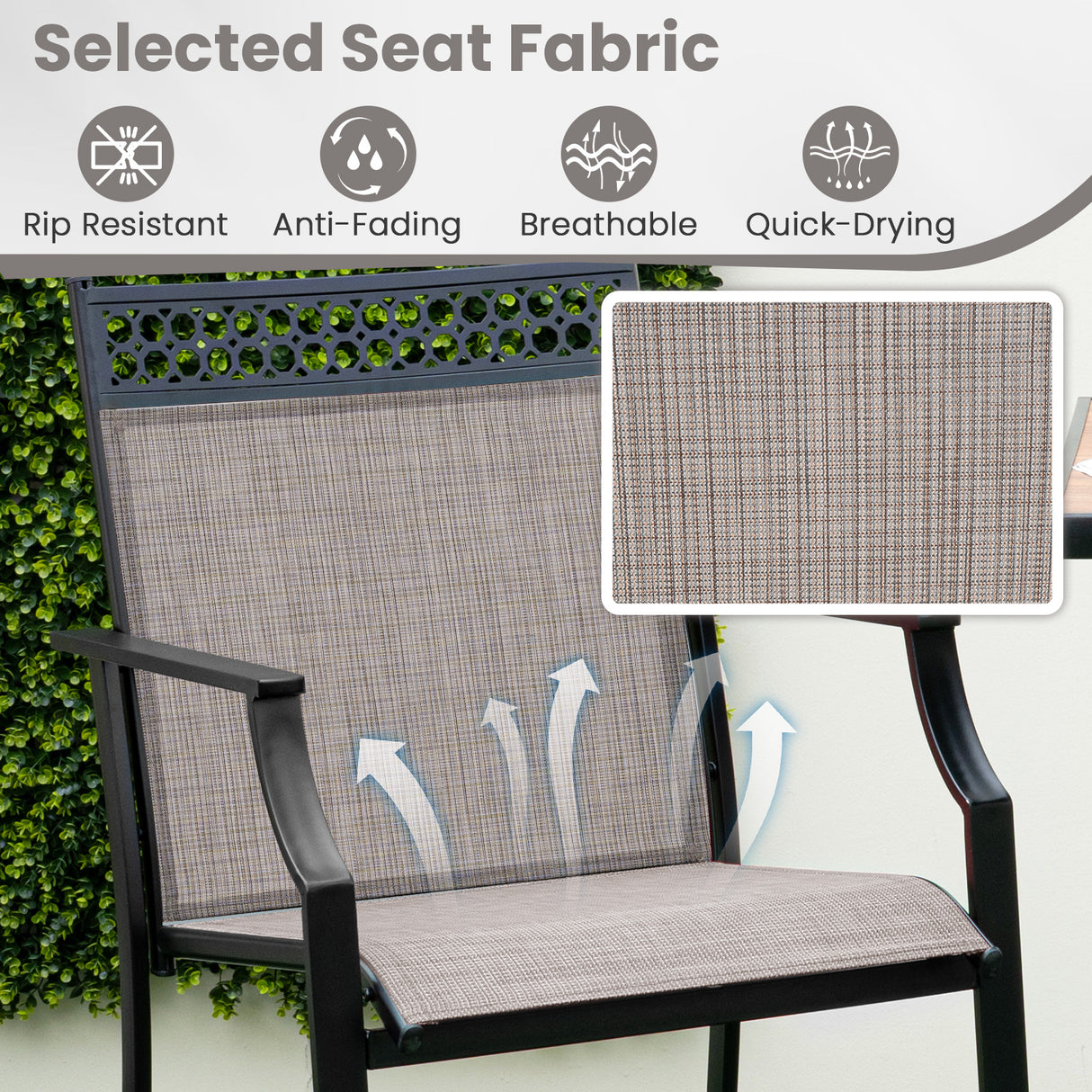 Outdoor Counter Stools Set of 2 Heavy-Duty Barstools with Footrest and Armrests