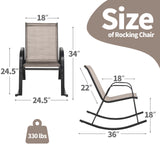 Set of 2 Heavy-Duty Metal Patio Rocking Chair with Breathable Seat Fabric