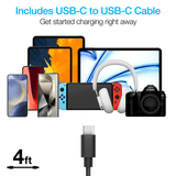 Naztech N420 PD25W+2.4A  Car Charger + C - C Cable 4Ft