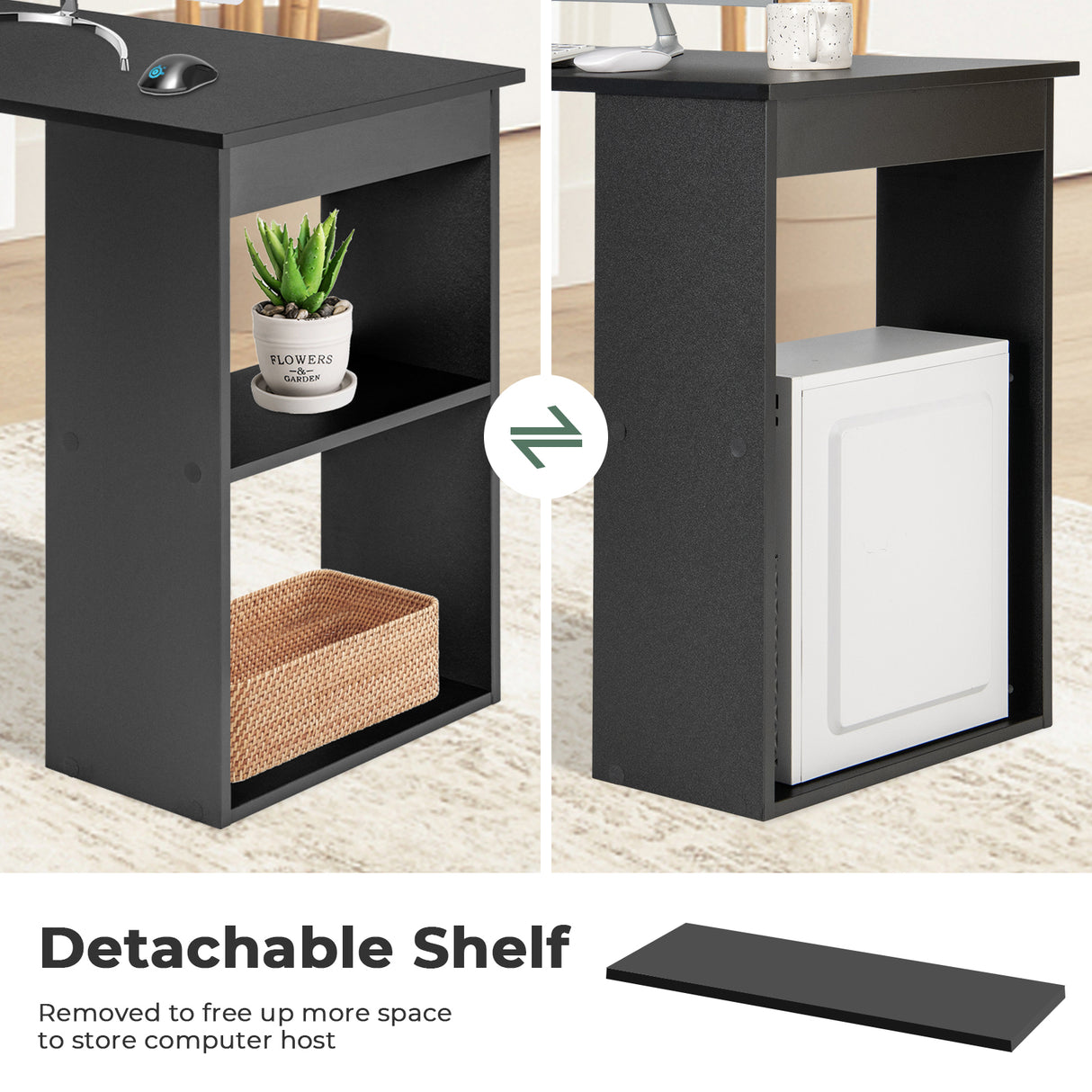 Computer Desk Writing Workstation Office with 6-Tier Storage Shelves
