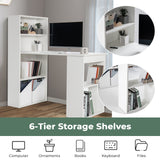 Computer Desk Writing Workstation Office with 6-Tier Storage Shelves