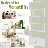 6-Tier S-Shaped Freestanding Bookshelf with Cabinet and Doors
