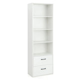 6-Tier Tall Freestanding Bookshelf with 4 Open Shelves and 2 Drawers