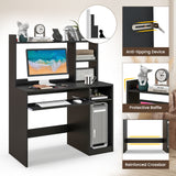Home Office Computer Desk with Bookcase Keyboard Tray and CPU Stand