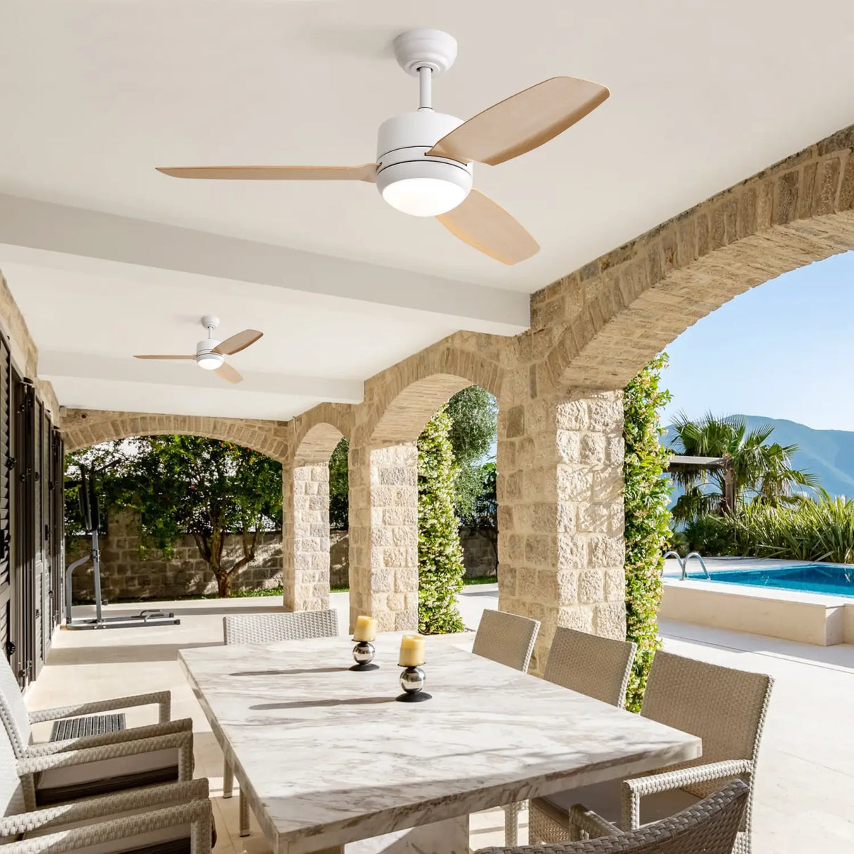Ceiling Fans with Light with Reversible DC Motor and Adjustable Speed