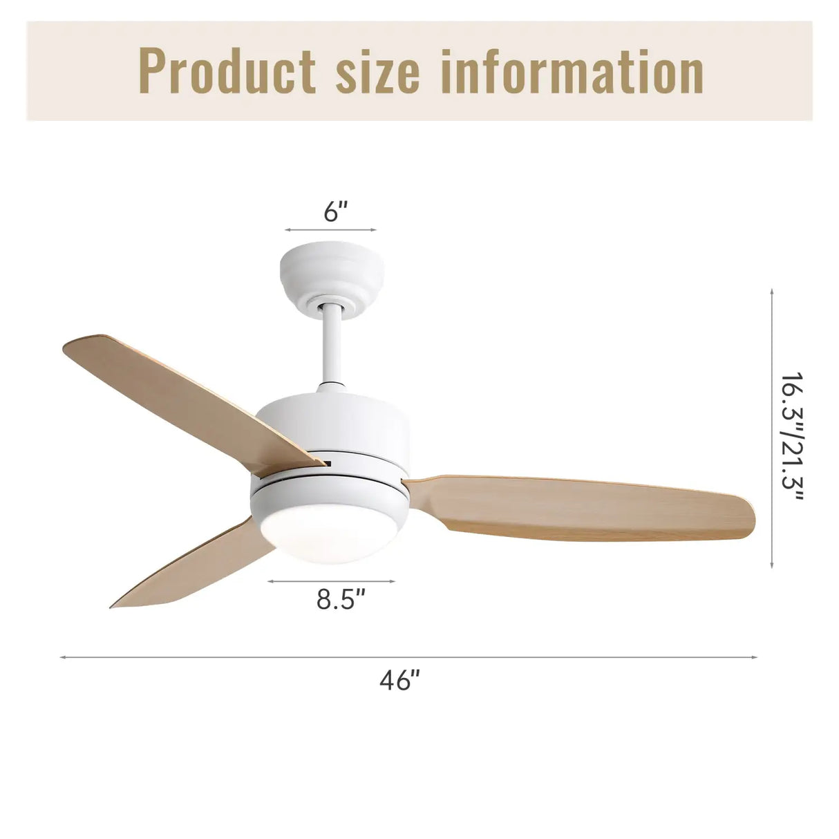 Ceiling Fans with Light with Reversible DC Motor and Adjustable Speed
