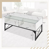 Center Table with Faux Marble and Tempered Glass Top