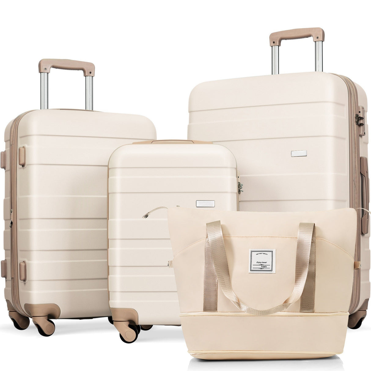 Luggage Sets 4 Piece,  ABS Durable Suitcase with Travel Bag, Carry On