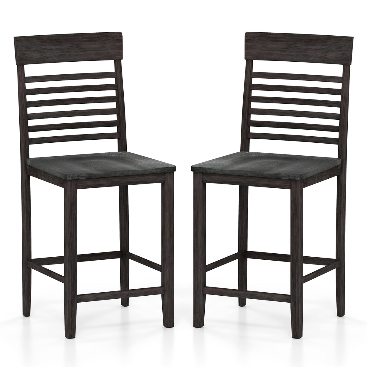 Dining Chair Set of 2 with Footrests and Solid Wood Frame