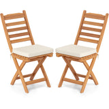 Patio Folding Chairs Set of 2 with Soft Seat Cushion