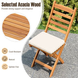 Patio Folding Chairs Set of 2 with Soft Seat Cushion