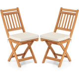 Patio Folding Chairs Set of 2 with Soft Seat Cushion