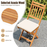 Patio Folding Chairs Set of 2 with Soft Seat Cushion