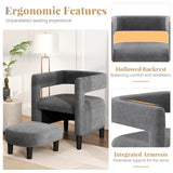 Comfy Accent Armchair with Footrest-Gray