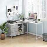 L-shaped Computer Desk with Power Outlet for Working Studying Gaming