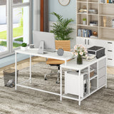 L-shaped Computer Desk with Power Outlet for Working Studying Gaming