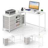 L-shaped Computer Desk with Power Outlet for Working Studying Gaming