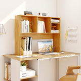 Computer Desktop Bookcase with 4 Cubbies and Open Back Compartment