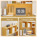 Computer Desktop Bookcase with 4 Cubbies and Open Back Compartment