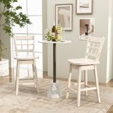 Counter Height Barstools Set of 2 with 6-Grid Hollow Back and Seat